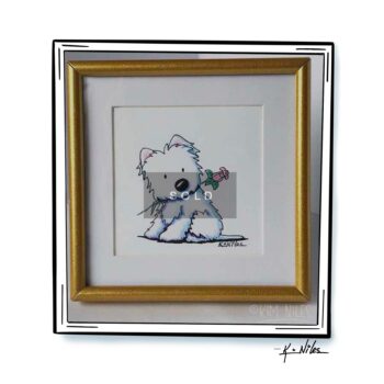 SOLD Framed original Westie dog art