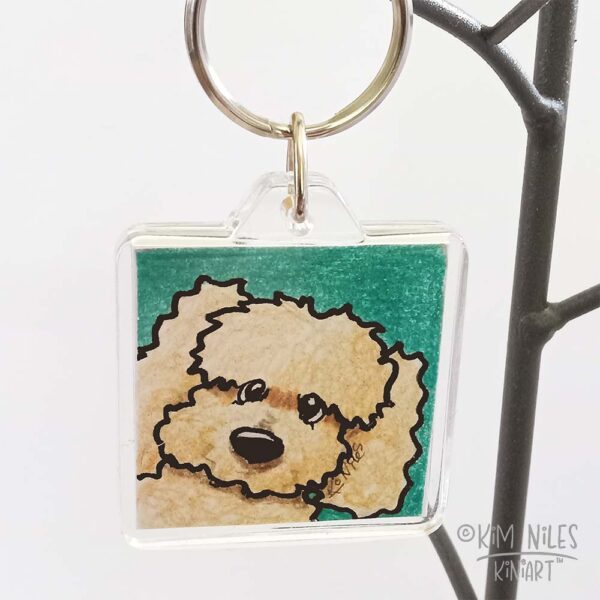 Doodle dog art keychain