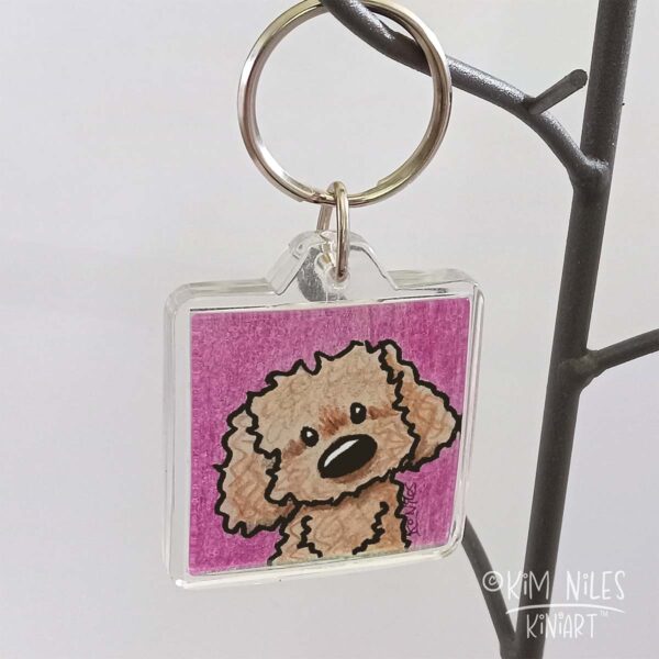 Doodle dog art keychain