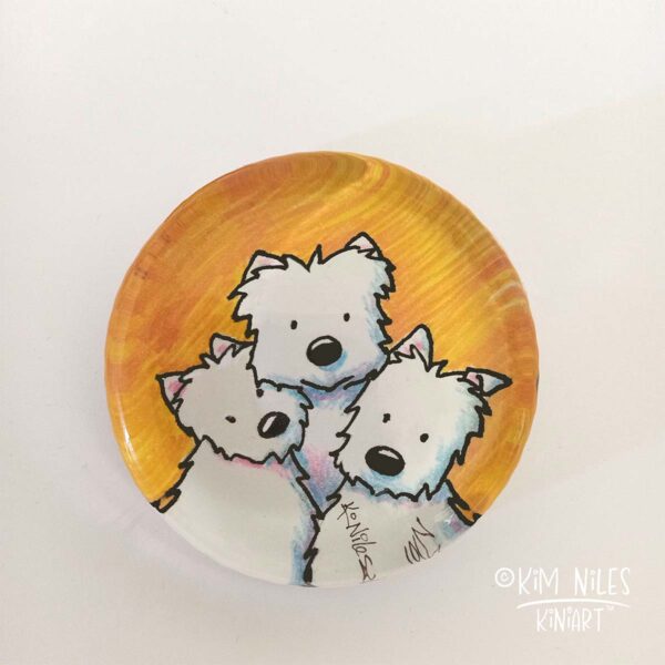 Westie Art Glass paperweight