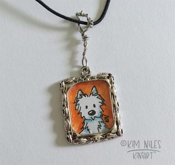 Original Westie art charm necklace