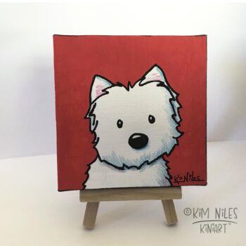 Original Westie terrier canvas painting