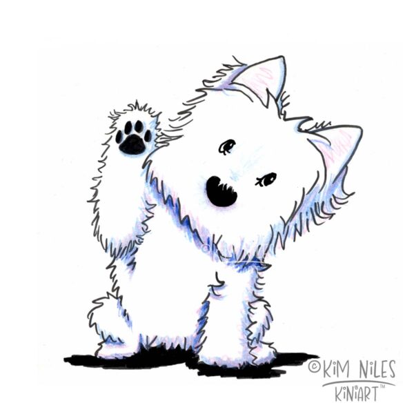 Waving Westie original art