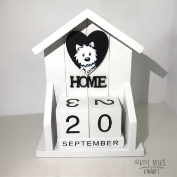 Original art Westie dog perpetual calendar