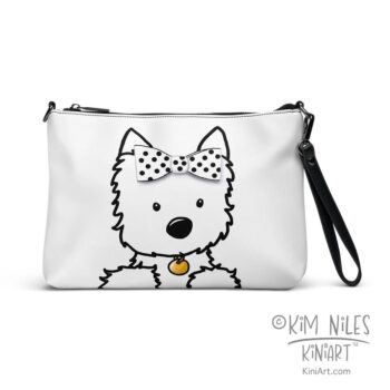 Westie girl printed handbag by Kim Niles