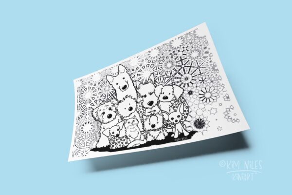 KiniArt dog lover coloring sheet