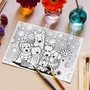 KiniArt Dog Lover Coloring Sheet