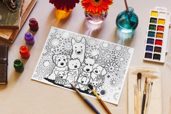 KiniArt Dog Lover Coloring Sheet