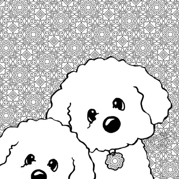 Bichon Frisé dog lover coloring page